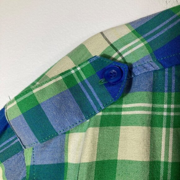 Mens Raw Blue Fearless Rebel Shirt Button Plaid Short Sleeve Embroidered 2XL - Picture 7 of 9